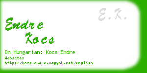 endre kocs business card